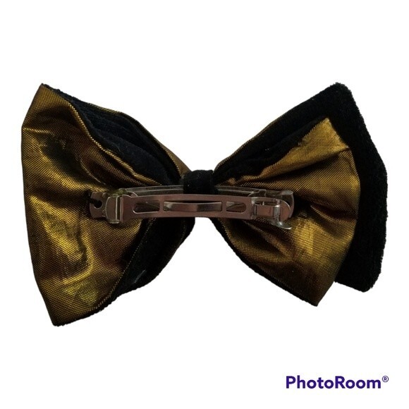Gold Hair Clip with Black Velvet Center - Picture 2 of 5